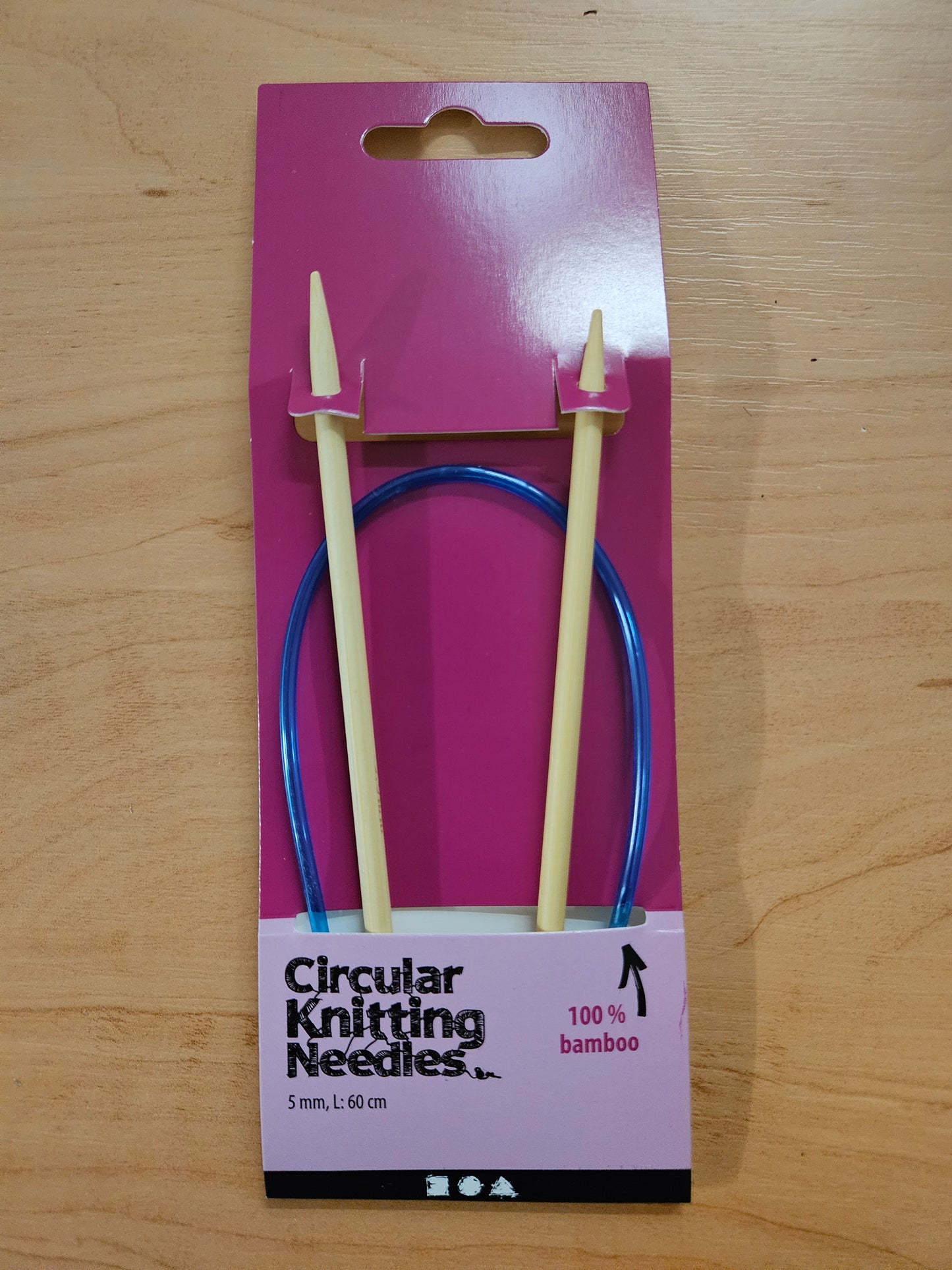 5mm, 60cm Length 100% Bamboo Circular Knitting Needles