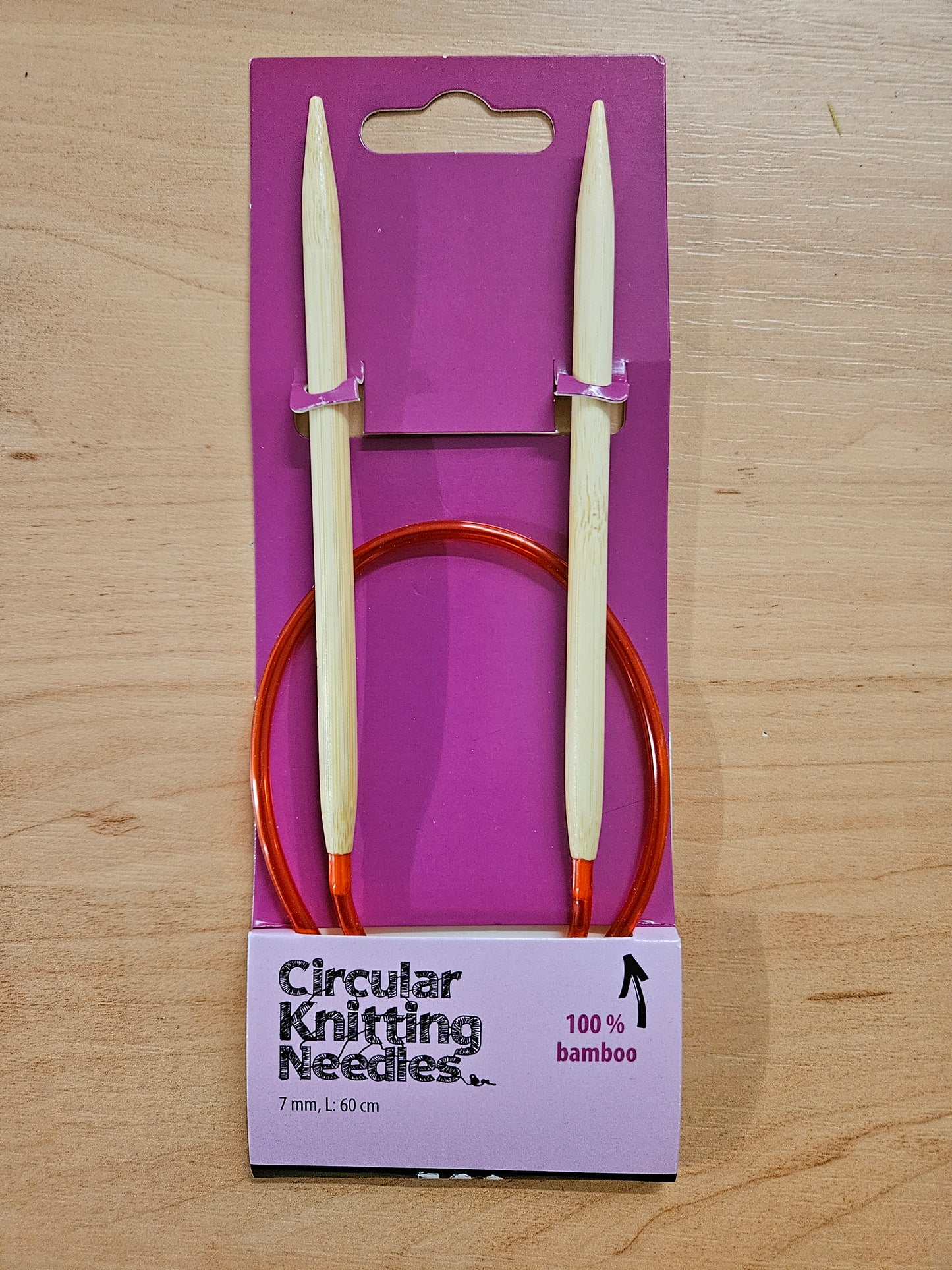 7mm, 60cm Length 100% Bamboo Circular Knitting Needles
