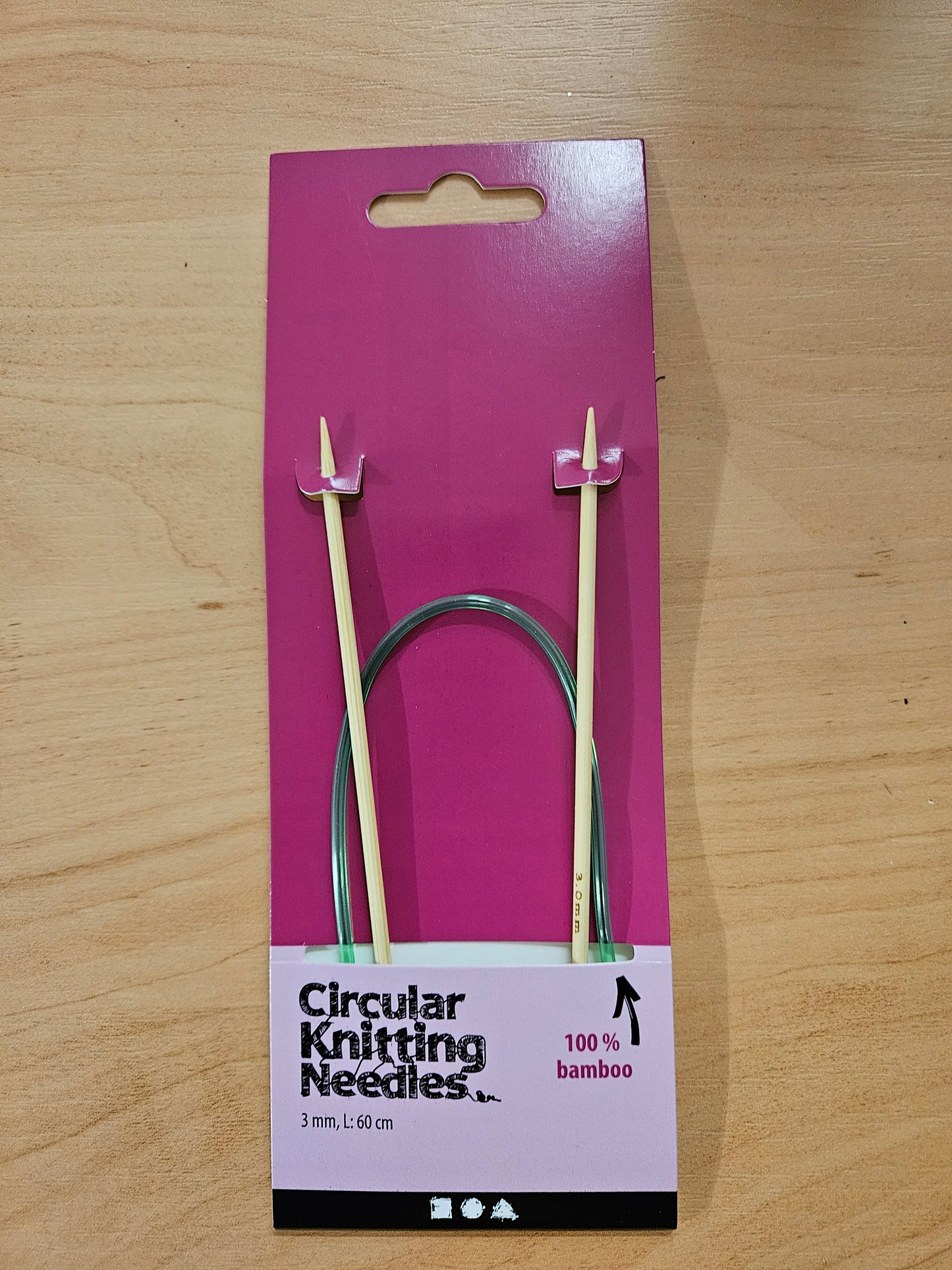 3mm, 60cm Length 100% Bamboo Circular Knitting Needles