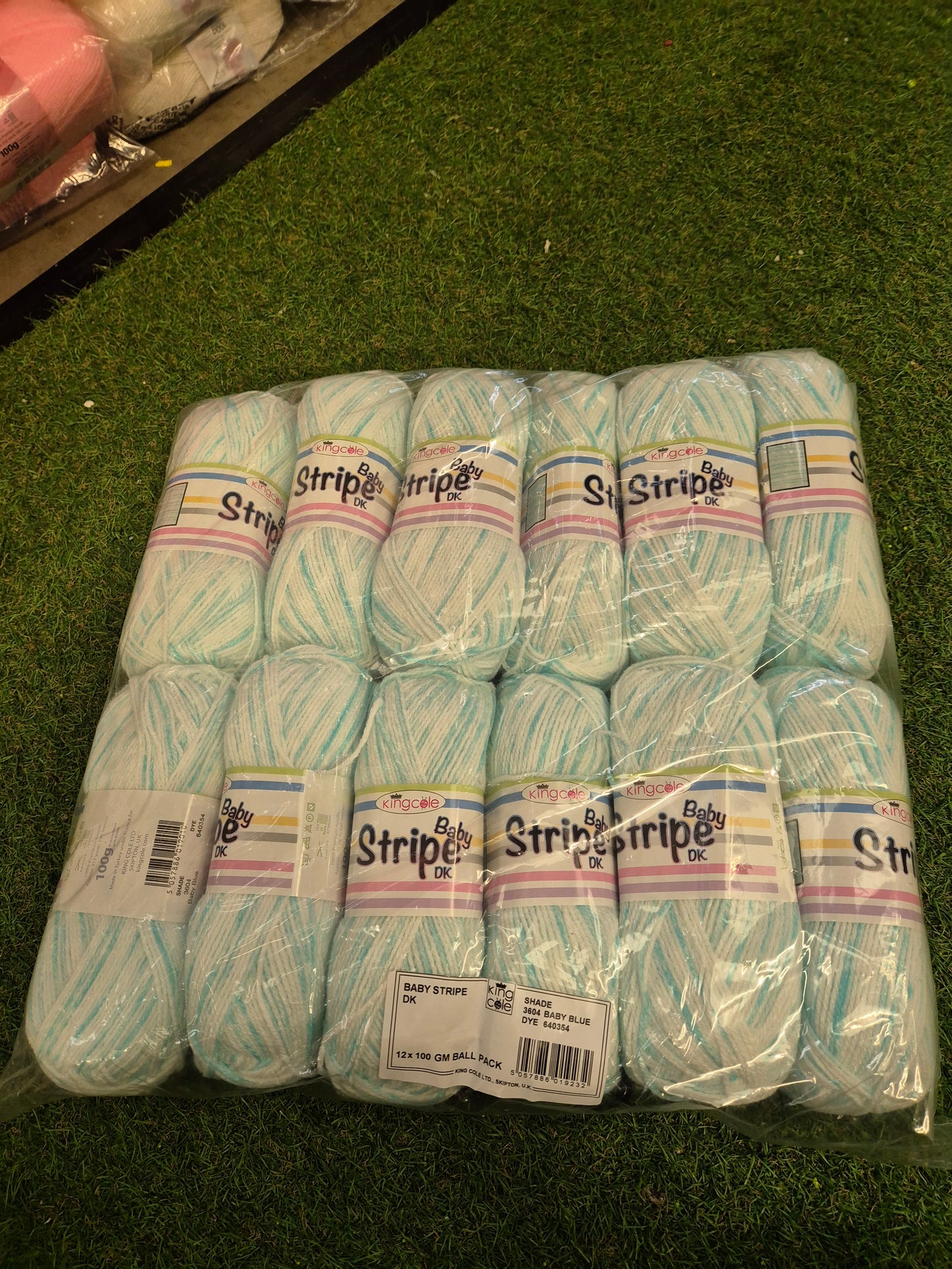 Clearance Bag - King Cole baby stripe dk 1.2kg Aqua