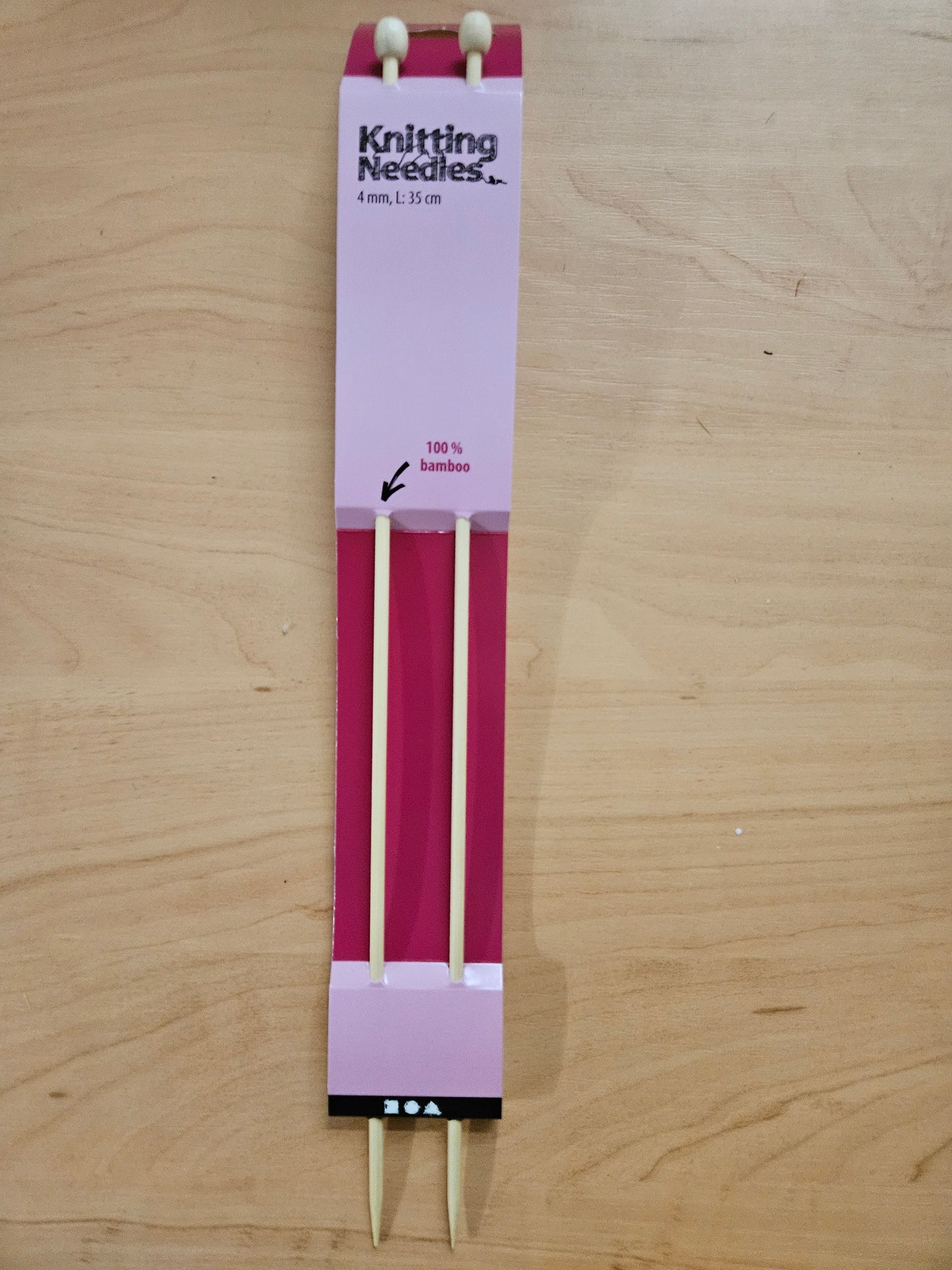 4mm, 35cm Length 100% Bamboo Knitting Needles