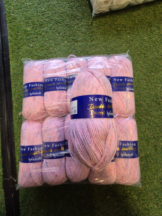 Special Offer INCLUDING POSTAGE - 10 x 100g New Fashion Double Knit Flecked Pink (Tweed)