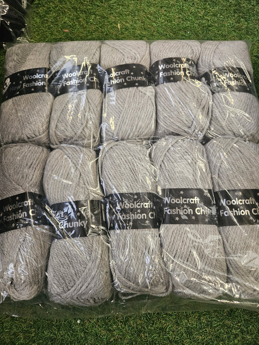 SPECIAL OFFER - DELIVERY INCLUDED 10x Woolcraft New Fashion Chunky 100g (Silver)
