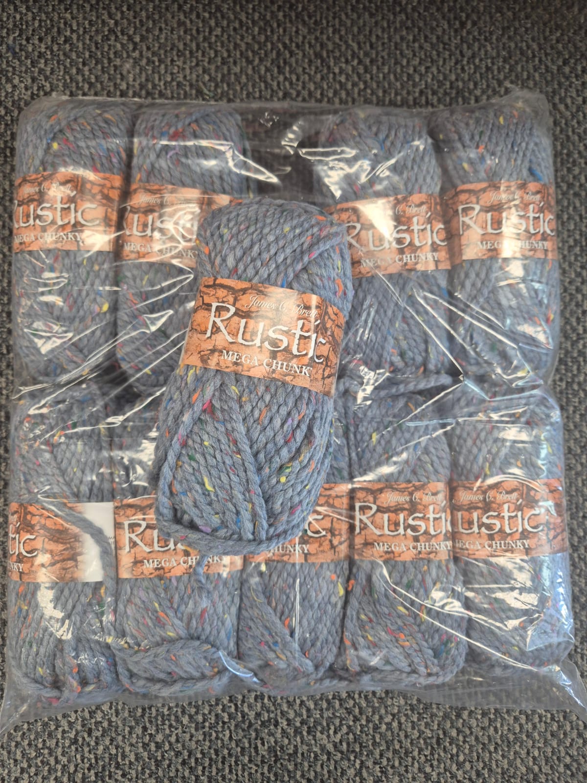 Rustic Mega Chunky Full Pack Free Postage grey/ yellow, Red, Orange Flecks