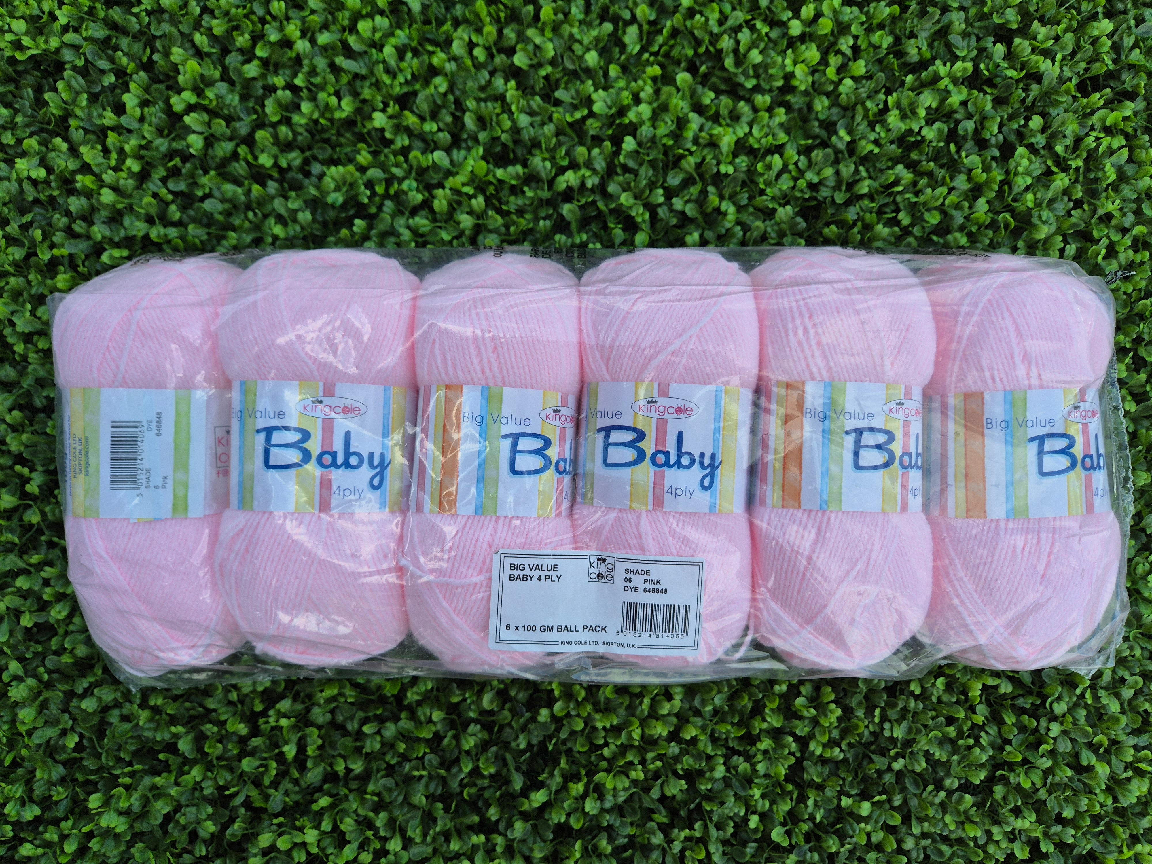 ****Free Postage**** Clearance Bag of 6 - King Cole Baby print 4ply Pink