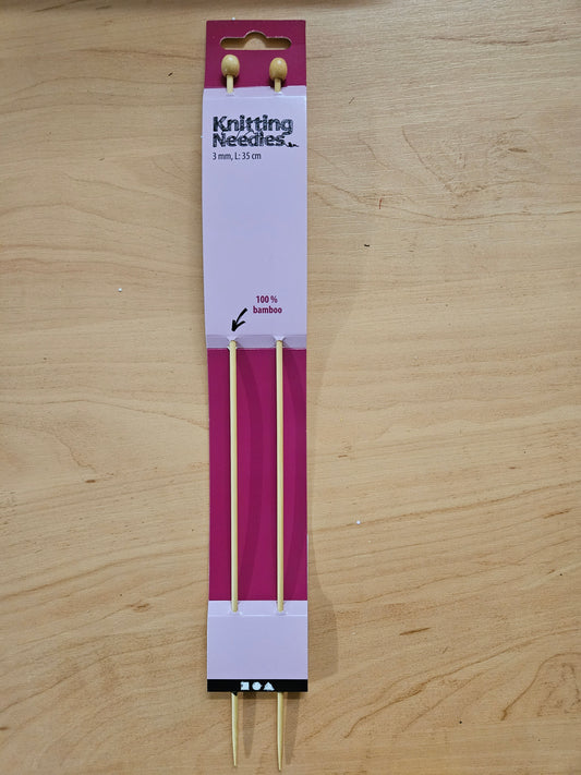 3mm, 35cm Length 100% Bamboo Knitting Needles