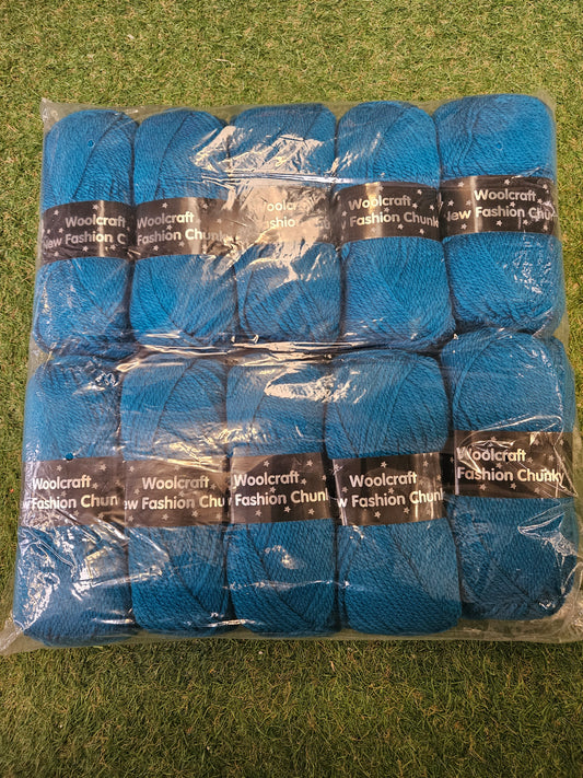 SPECIAL OFFER - DELIVERY INCLUDED 10x Woolcraft New Fashion Chunky Wool 100g (Kingfisher)