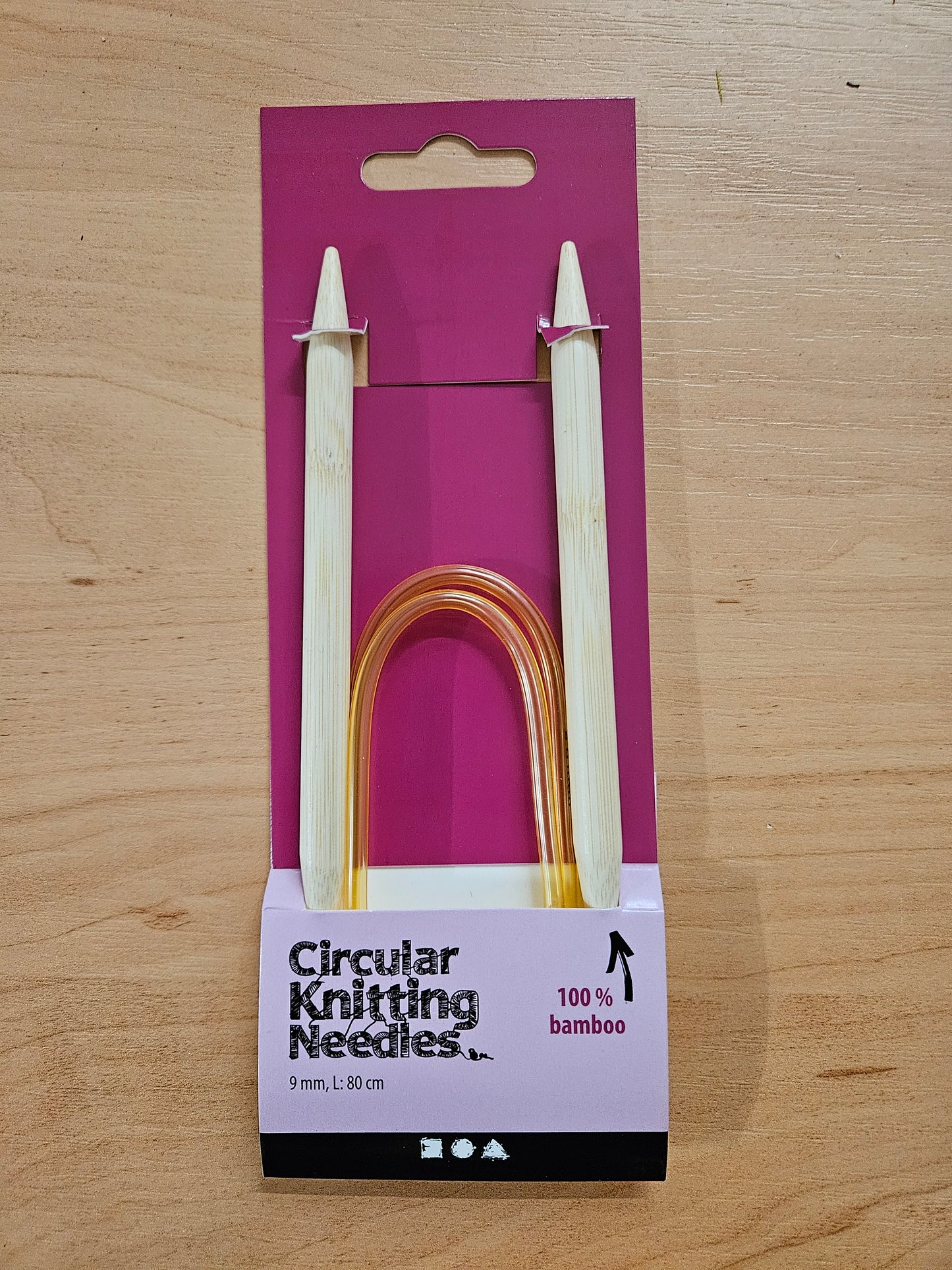 9mm, 80cm Length 100% Bamboo Circular Knitting Needles