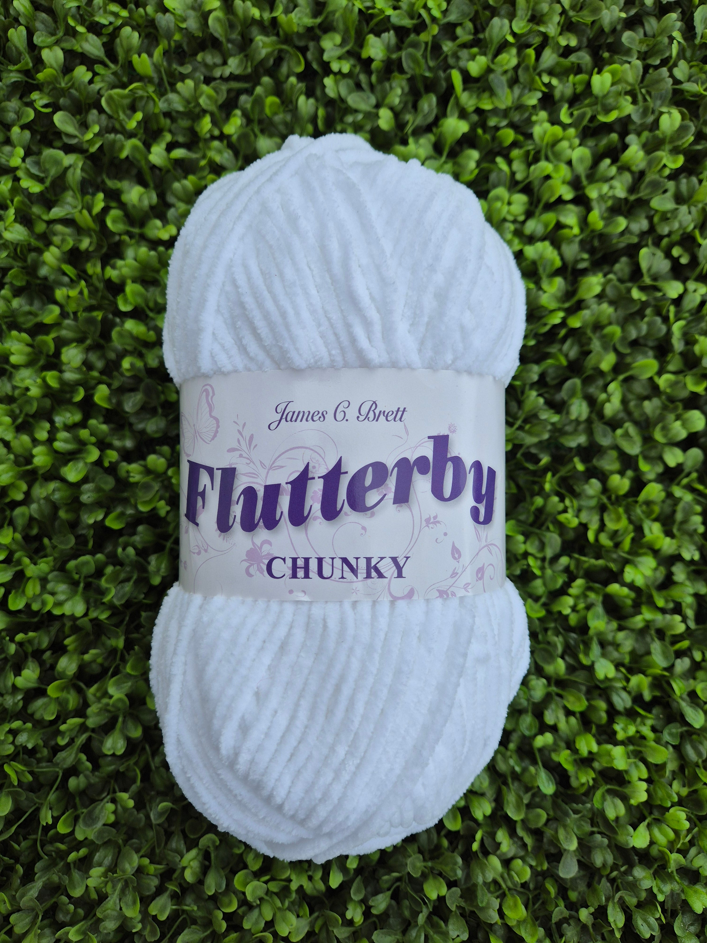 James C Brett Flutterby Chunky B01 White