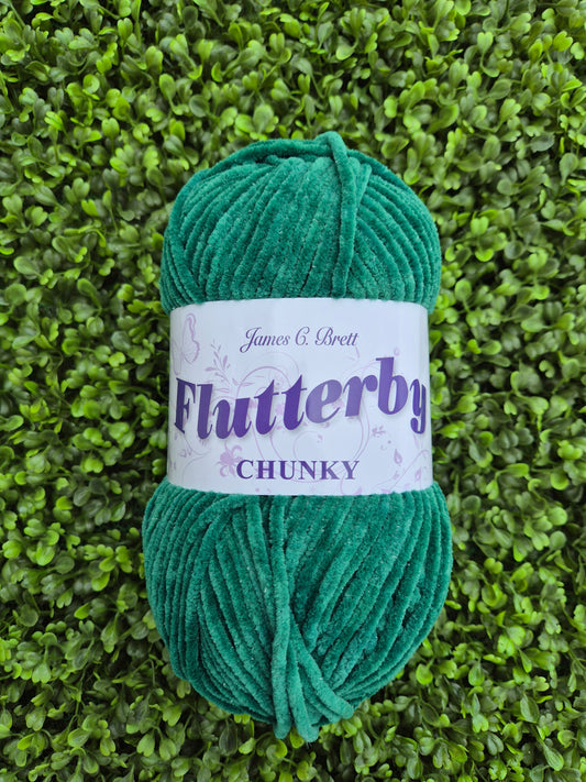 James C Brett Flutterby Chunky B76 Evergreen (sparkle)
