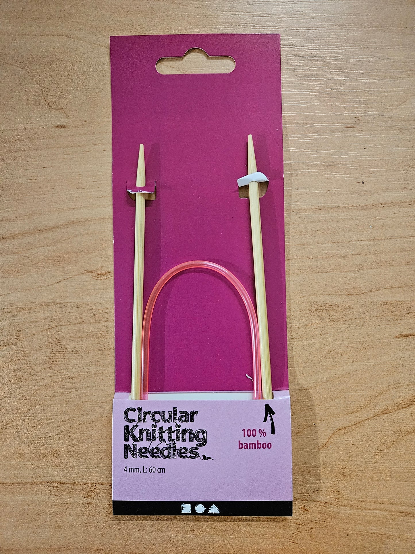 4mm, 60cm Length 100% Bamboo Circular Knitting Needles