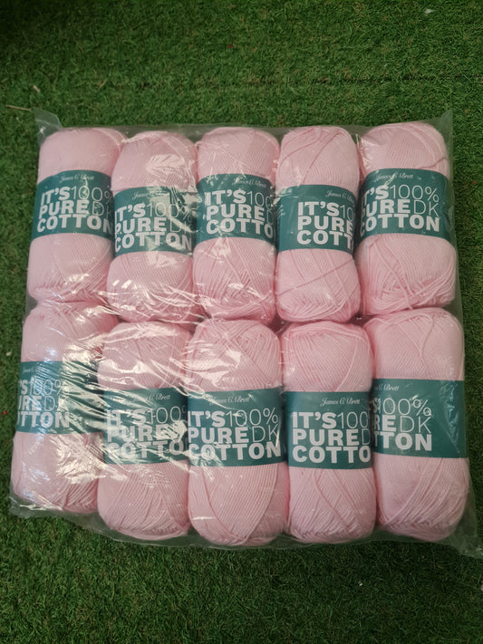 SPECIAL OFFER DELIVERY INCLUDED - 10x Balls It's 100% Pure DK Cotton - Pale Pink IC06