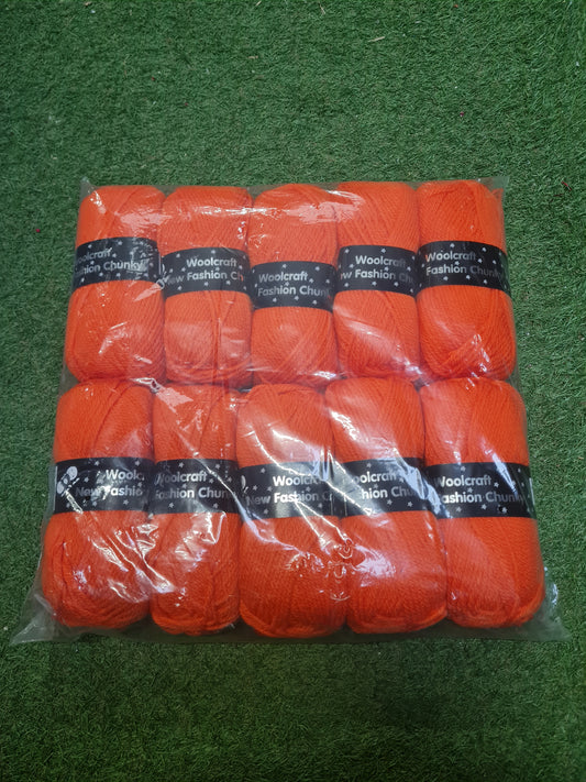 SPECIAL OFFER DELIVERY INCLUDED - 10x Woolcraft New Fashion Orange Wool (Shade 1294)
