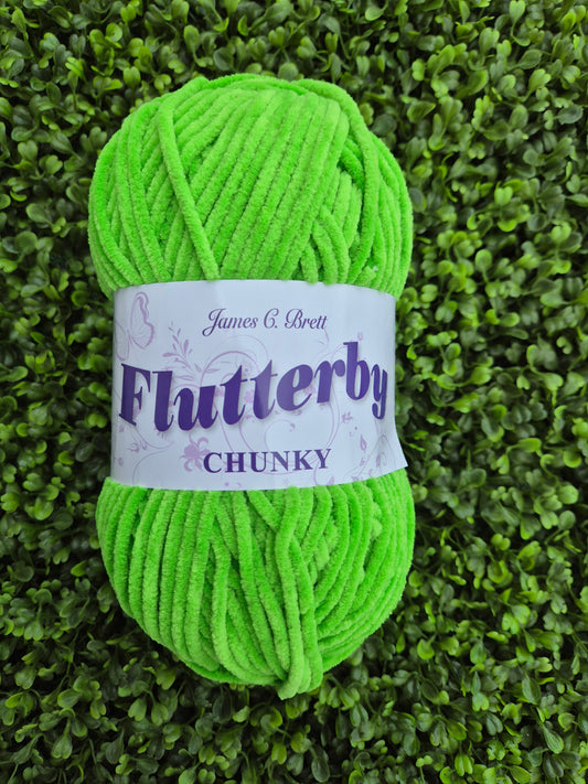 James C Brett Flutterby Chunky B64 Lime Burst