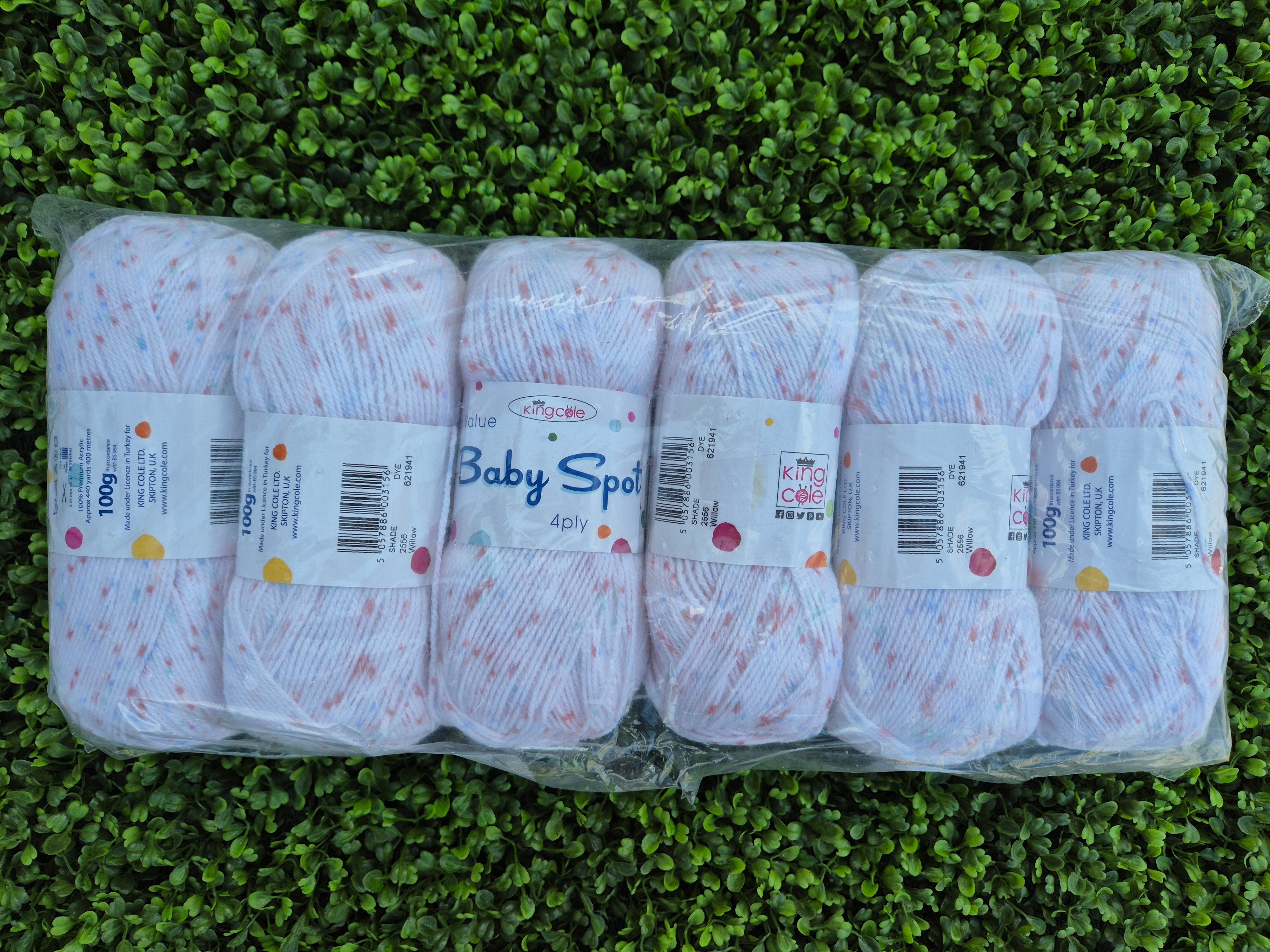 ****Free Postage**** Clearance Bag of 6 - King Cole Baby Spot 4ply Willow