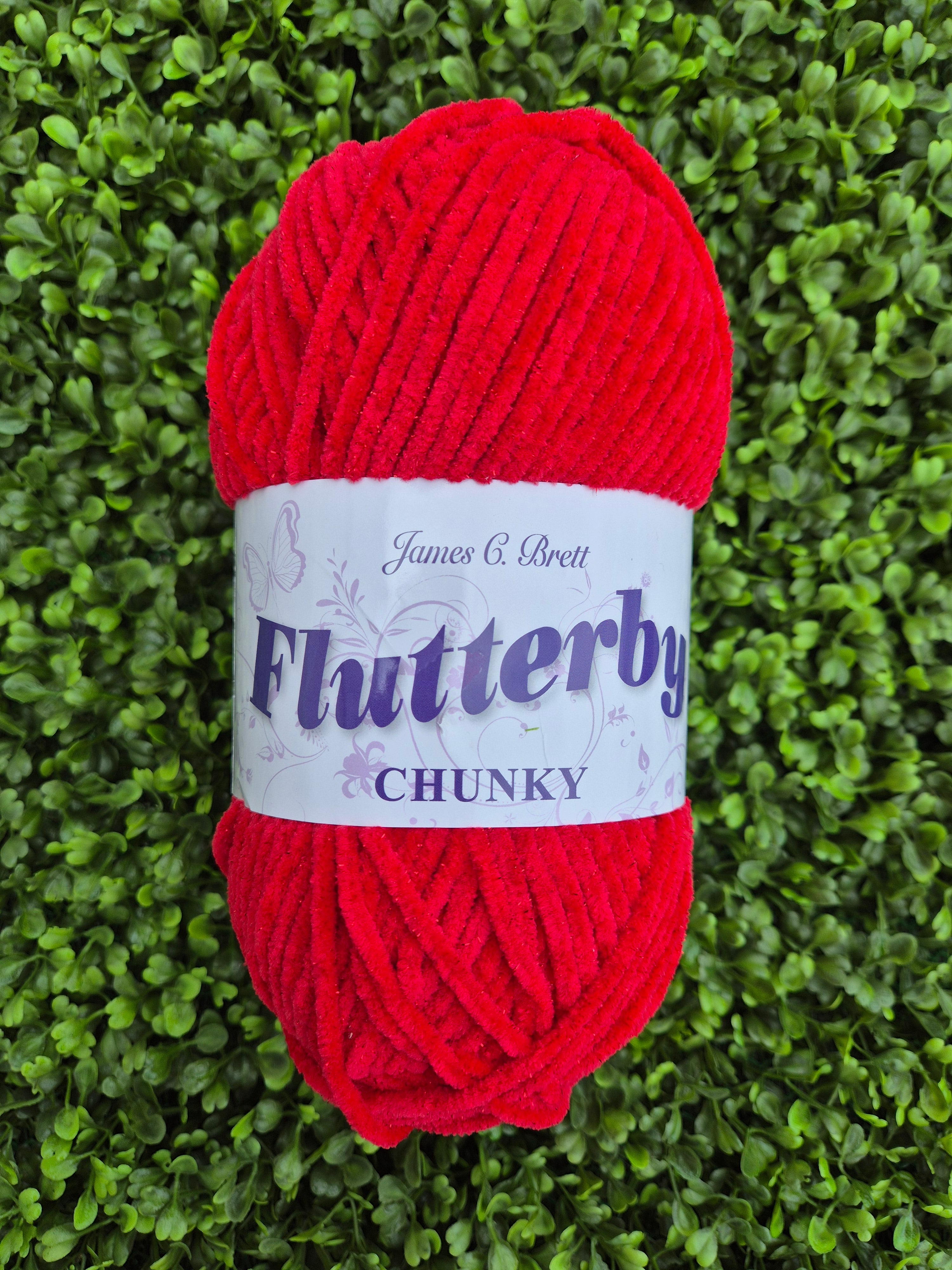 James C Brett Flutterby Chunky B74 Red Velvet (Sparkle)