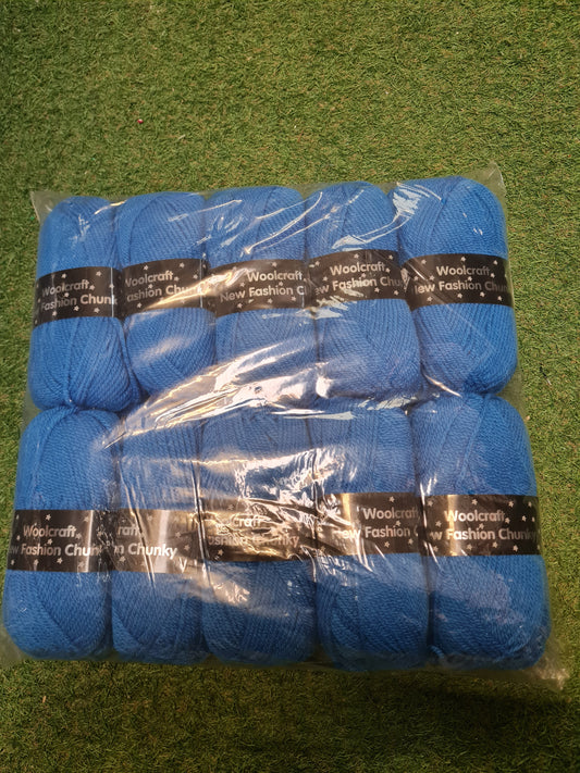 SPECIAL OFFER - DELIVERY INCLUDED - 10x Woolcraft New Fashion Chunky Blue Wool (Shade 175)
