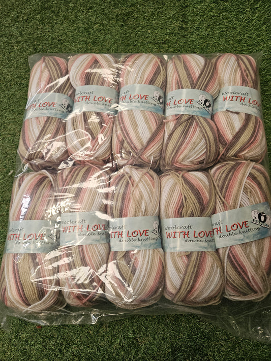 SPECIAL OFFER - DELIVERY INCLUDED. 10x Woolcraft With Love Double Knit - Meadow Brown (100g)