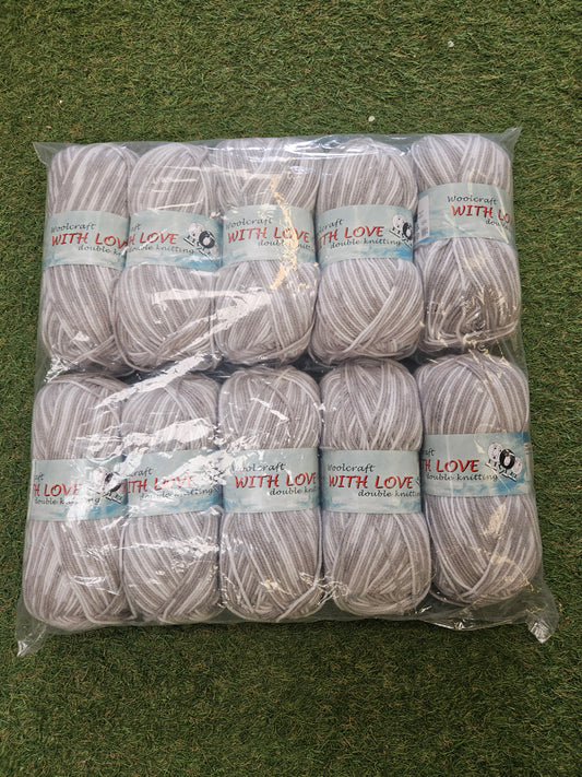 SPECIAL OFFER - DELIVERY INCLUDED. 10x Woolcraft With Love Double Knit - Pergrine (100g)