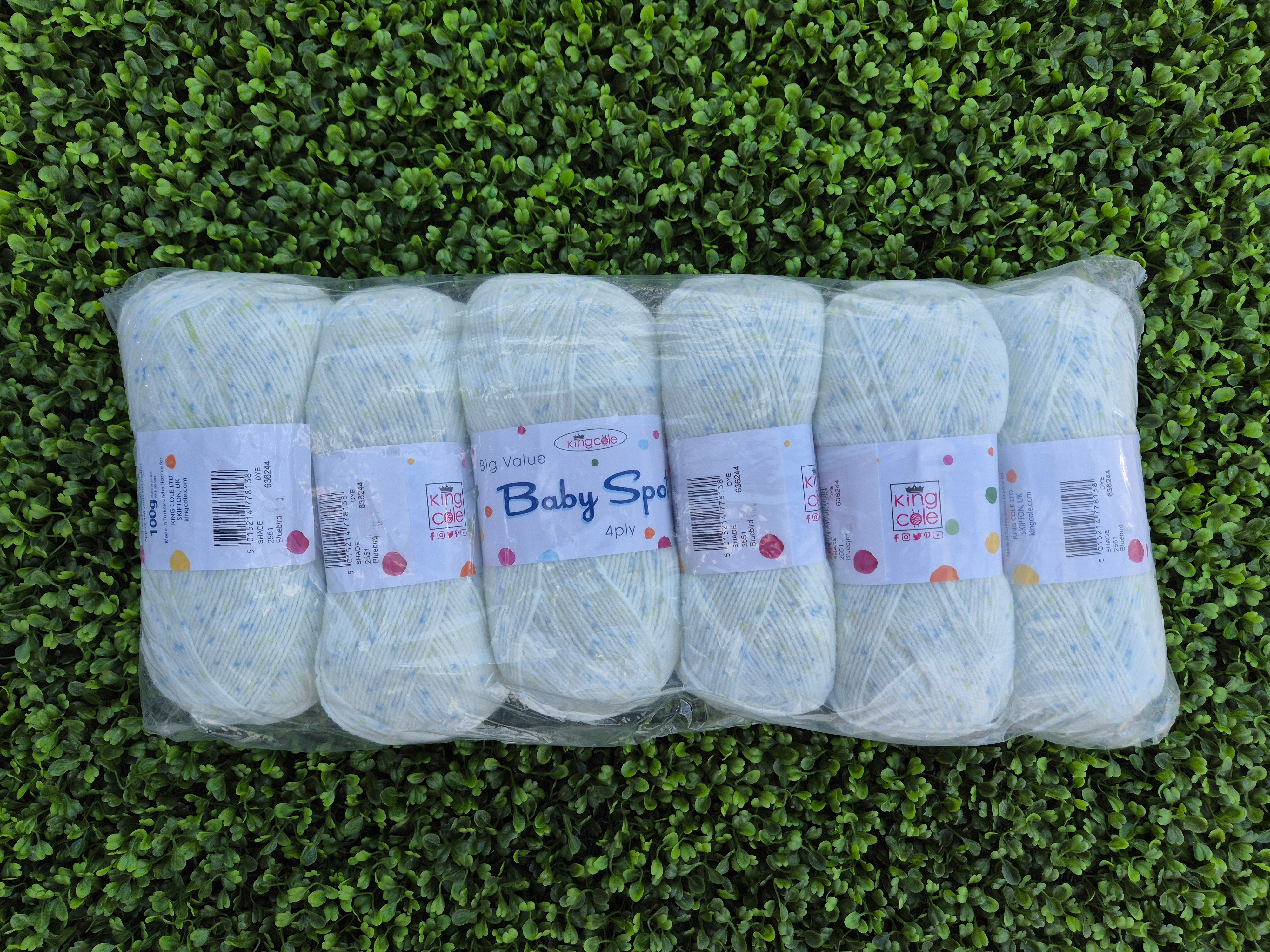 ****Free Postage**** Clearance Bag of 6 - King Cole Baby Spot 4ply Bluebird