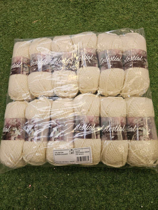 SPECIAL OFFER - DELIVERY INCLUDED 12x Celestial Super Chunky Wool 100g (Cosmic Cream)
