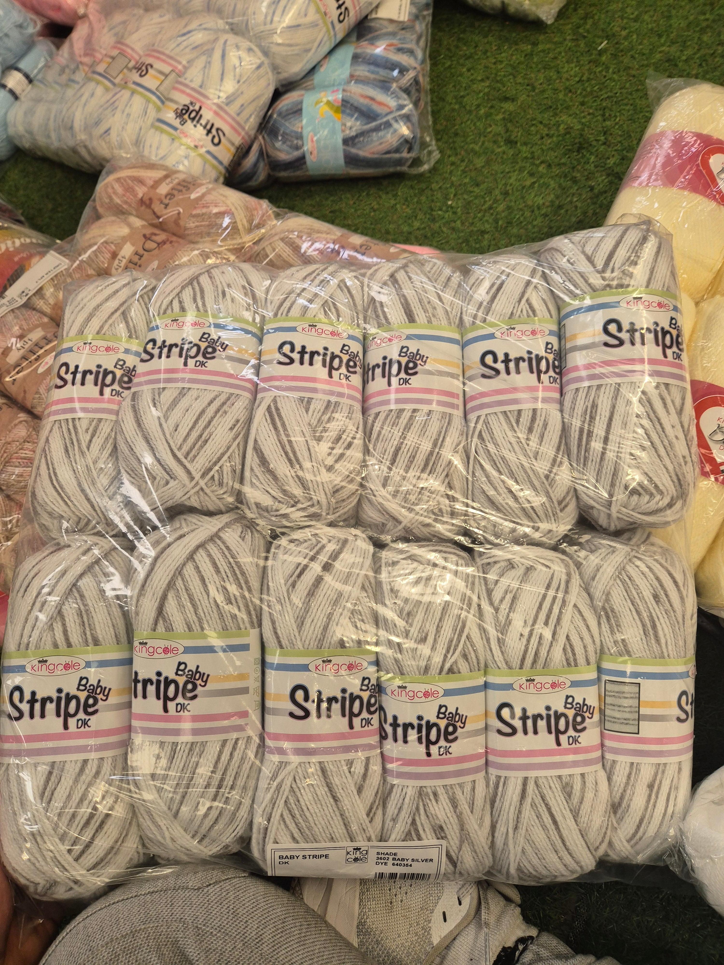 Clearance Bag - King Cole Baby stripe DK 1.2kg baby silver