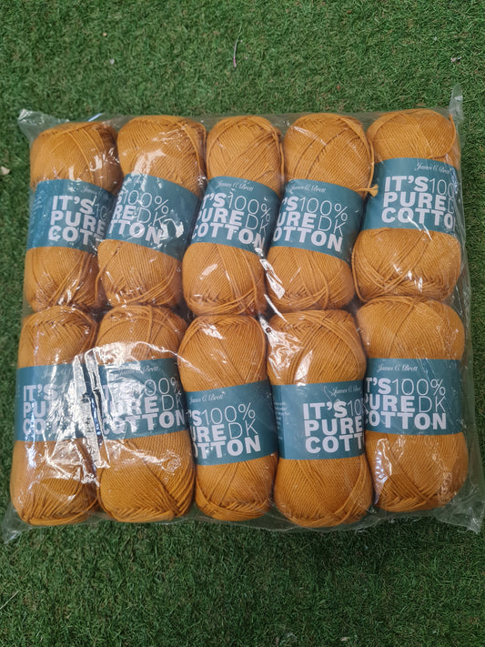 SPECIAL OFFER DELIVERY INCLUDED - 10x Balls It's 100% Pure DK Cotton - Mustard IC21