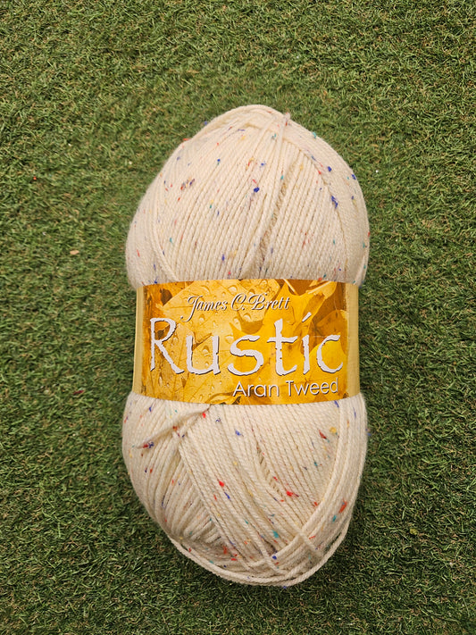 James C Brett Rustic Aran Tweed 400g Wool (Cream)