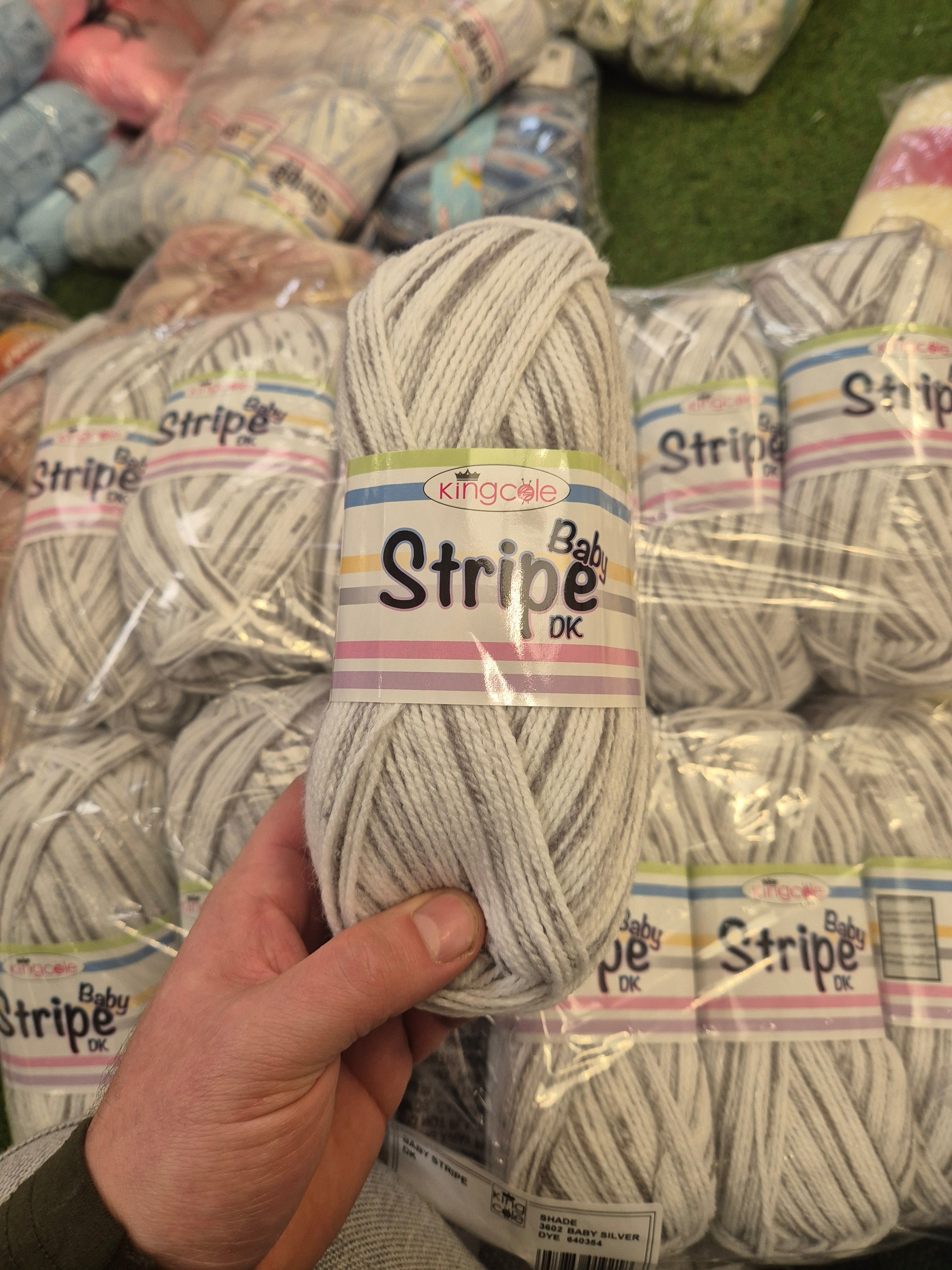 Clearance Bag - King Cole Baby stripe DK 1.2kg baby silver