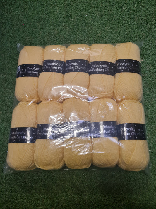 SPECIAL OFFER DELIVERY INCLUDED - 10x Woolcraft New Fashion Chunky Wool, Lemon (Shade 133)