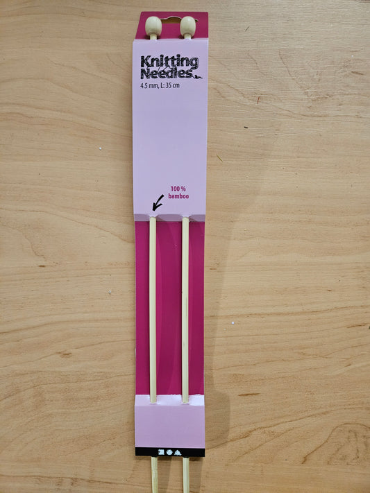 4.5mm, 35cm Length 100% Bamboo Knitting Needles