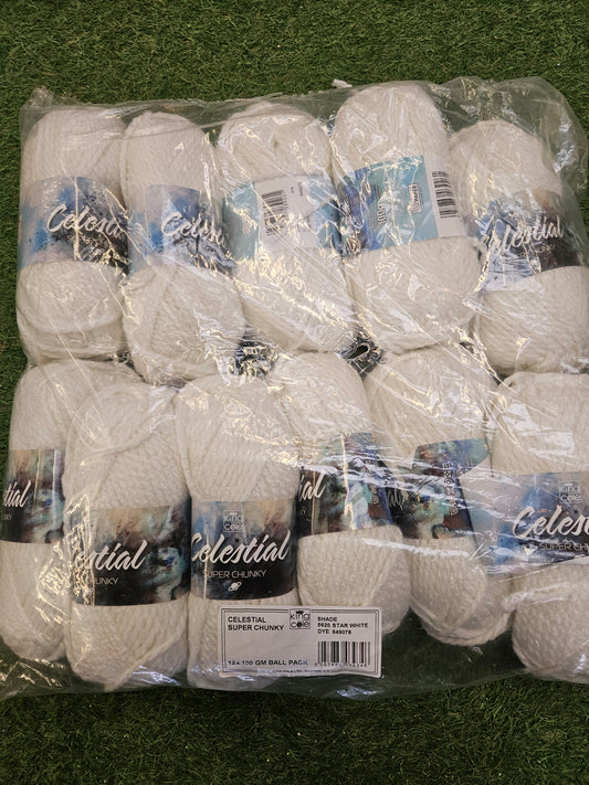 SPECIAL OFFER - DELIVERY INCLUDED 12x Celestial Super Chunky Wool 100g (Star White)