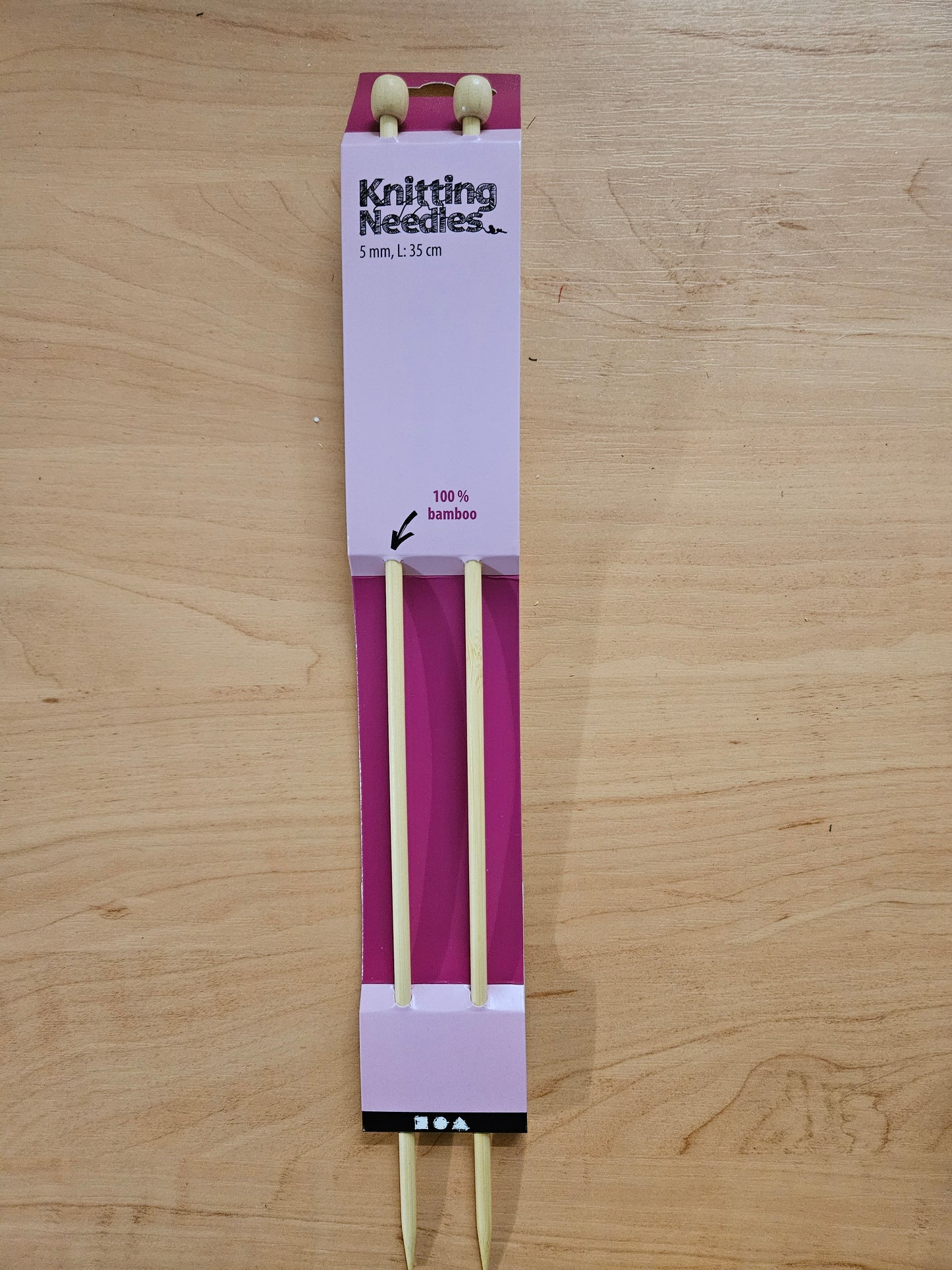 5mm, 35cm Length 100% Bamboo Knitting Needles