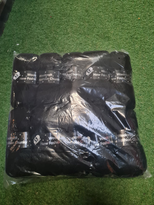 SPECIAL OFFER DELIVERY - 10x Woolcraft New Fashion Chunky Wool, Black (Shade 107)
