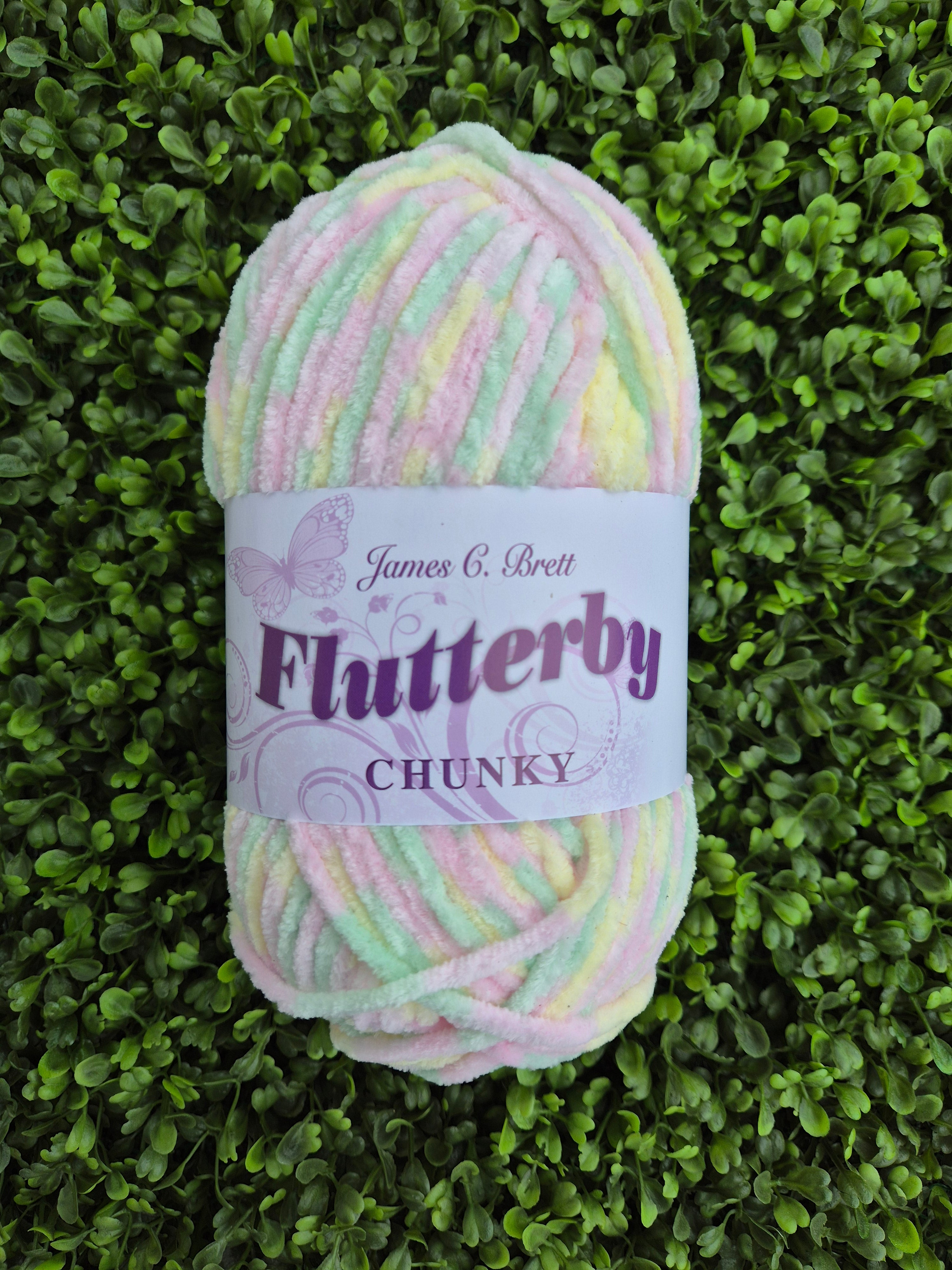 James C Brett Flutterby Chunky B38 Lemon Pink Mint Mixed