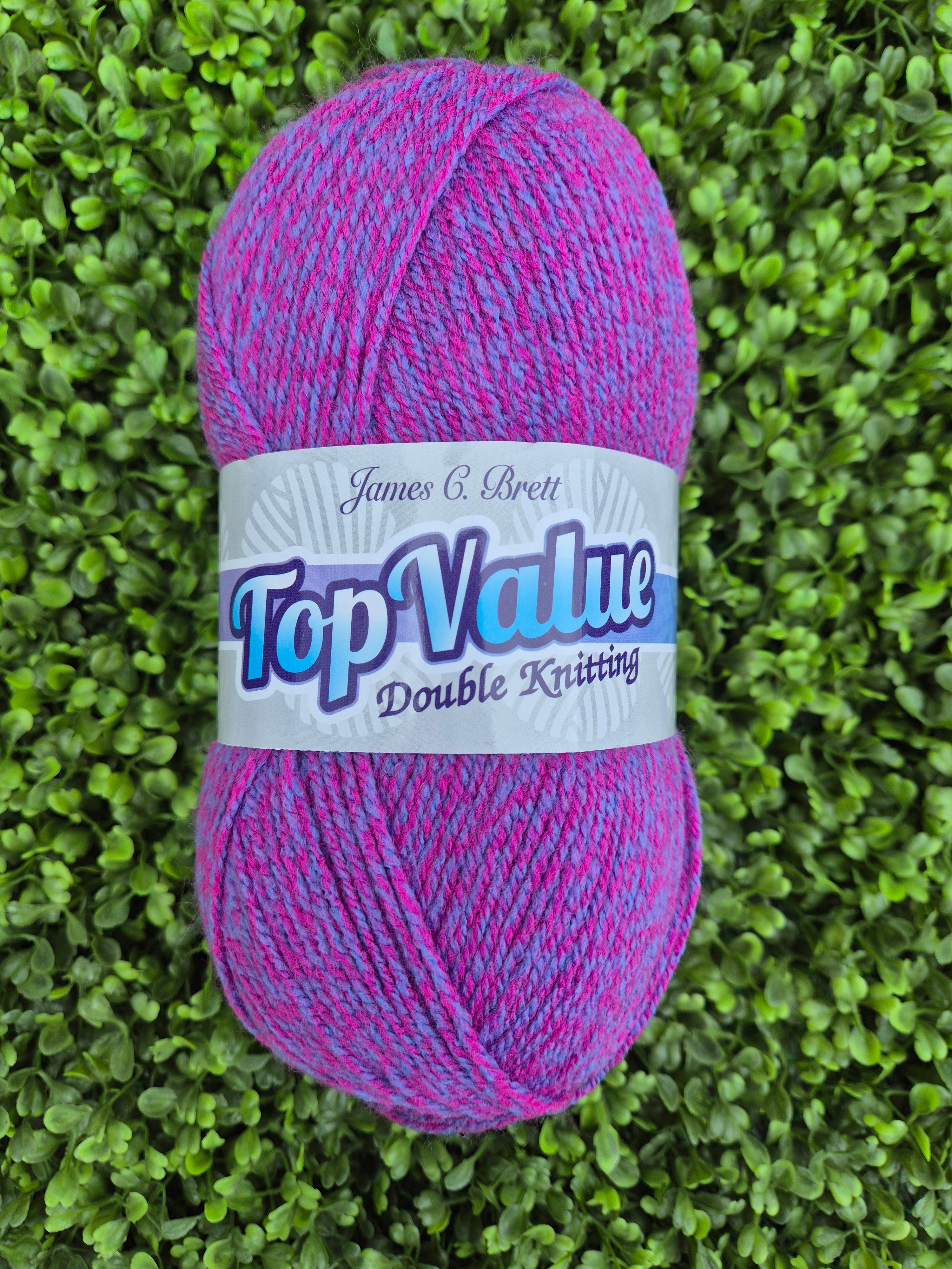 James C Brett Top Value DK Shade No. 8480 Magenta, Dye Lot 52486