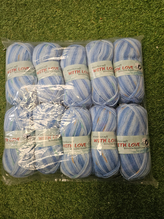 SPECIAL OFFER - DELIVERY INCLUDED. 10x Woolcraft With Love Double Knit - Seaspray (100g)