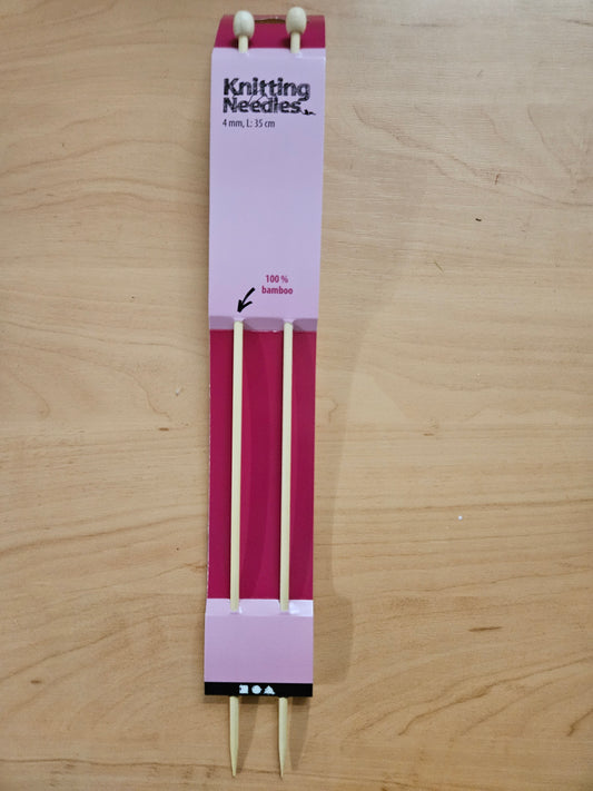 4mm, 35cm Length 100% Bamboo Knitting Needles