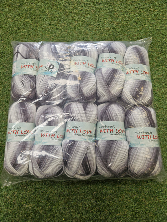 SPECIAL OFFER - DELIVERY INCLUDED. 10x Woolcraft With Love Double Knit - Pale Grey (100g)