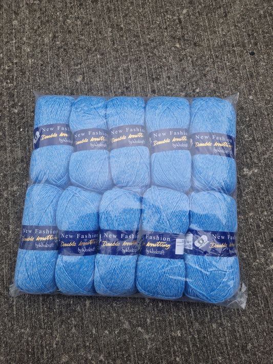 Special Offer INCLUDING POSTAGE - 10 x 100g New Fashion Double Knit Blue Flecked 1215