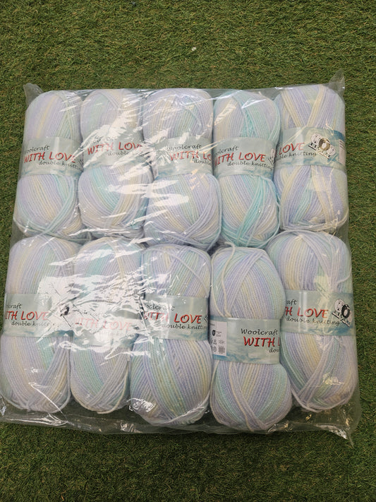 SPECIAL OFFER - DELIVERY INCLUDED. 10x Woolcraft With Love Double Knit - Ocean (100g)
