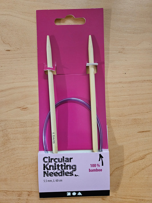 5.5mm, 60cm Length 100% Bamboo Circular Knitting Needles