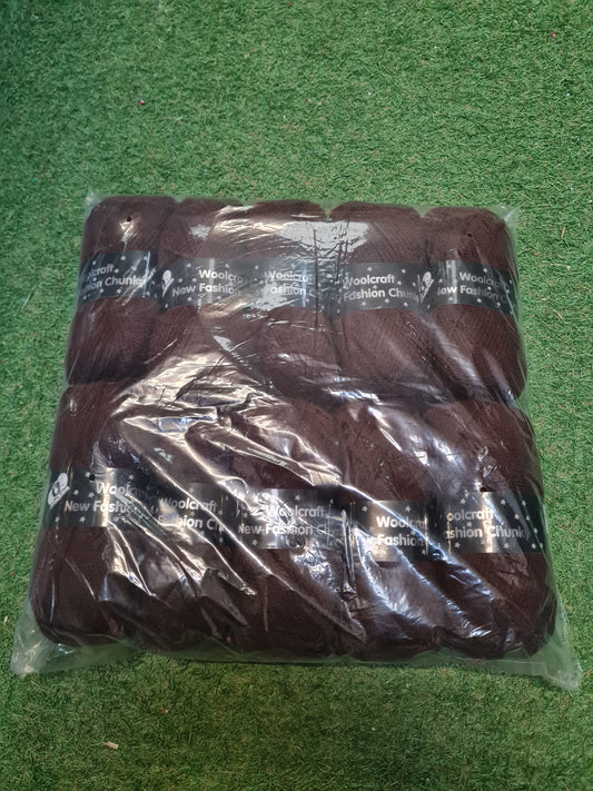 SPECIAL OFFER DELIVERY INCLUDED - 10x Woolcraft New Fashion Chunky Wool, Chocolate (Shade 192)