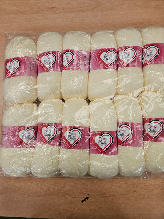 SPECIAL OFFER - DELIVERY INCLUDED! 12x King Cole Baby Double Knit - 100g Balls (Cream)
